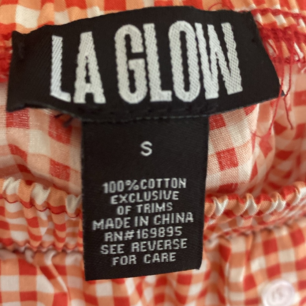 EUC LA GLOW "Coral 🪸 Red❤️ Gingham Check🏁 100% Cotton🙌🏻 Pants" Sz Small - Picture 6 of 10
